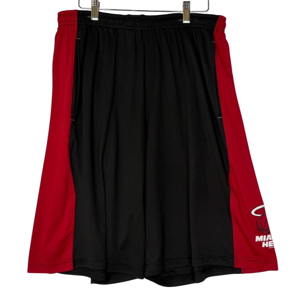NBA Mens Size XL Black Red Miami Heat Athletic Shorts TX3 Cool Basketball